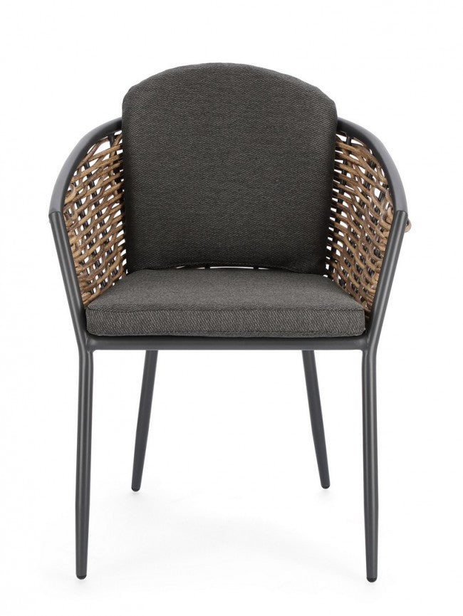 Set 4 Sedie da Giardino Alluminio Bianco Stile Moderno - BEAUTIFUL Colore: Antracite