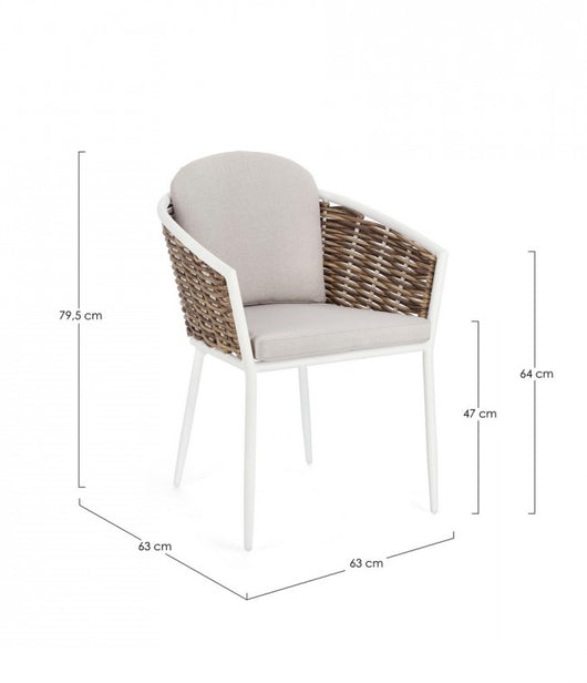 Set 4 Sedie da Giardino Alluminio Bianco Stile Moderno - BEAUTIFUL Colore: Bianco