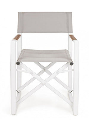 Set 2 Sedie Regista Alluminio Antracite Moderne da Esterno - LAGOON Colore: Bianco