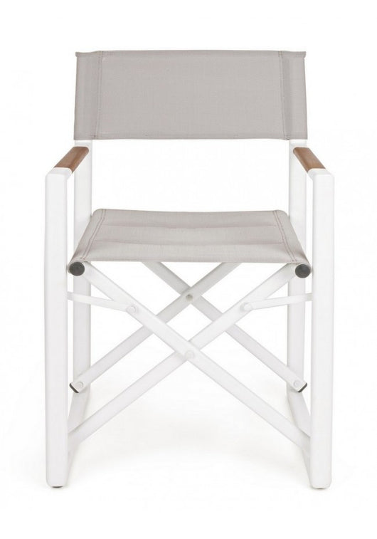 Set 2 Sedie Regista Alluminio Antracite Moderne da Esterno - LAGOON Colore: Bianco