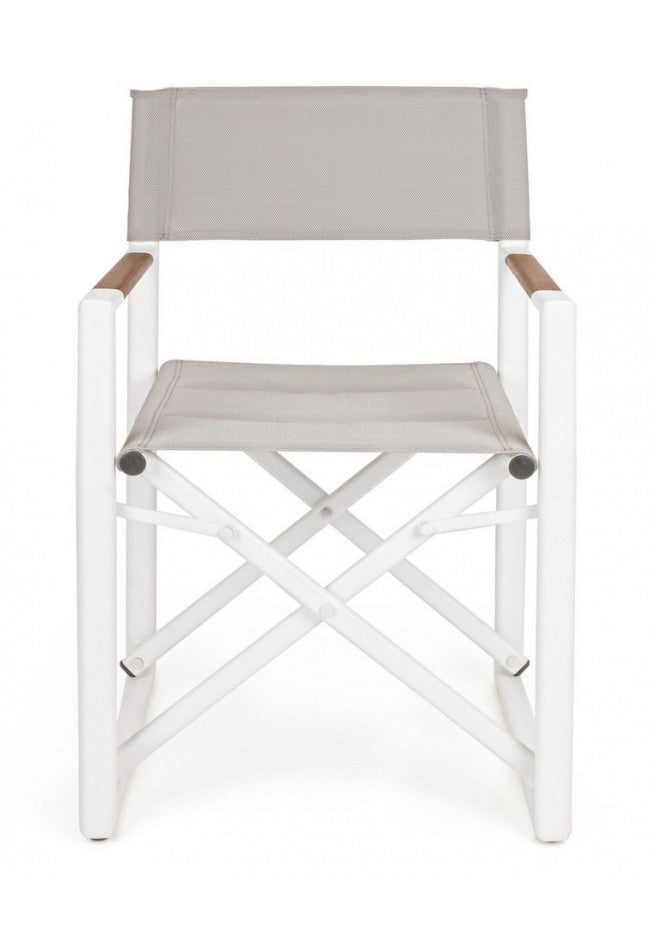 Set 2 Sedie Regista Alluminio Antracite Moderne da Esterno - LAGOON Colore: Bianco