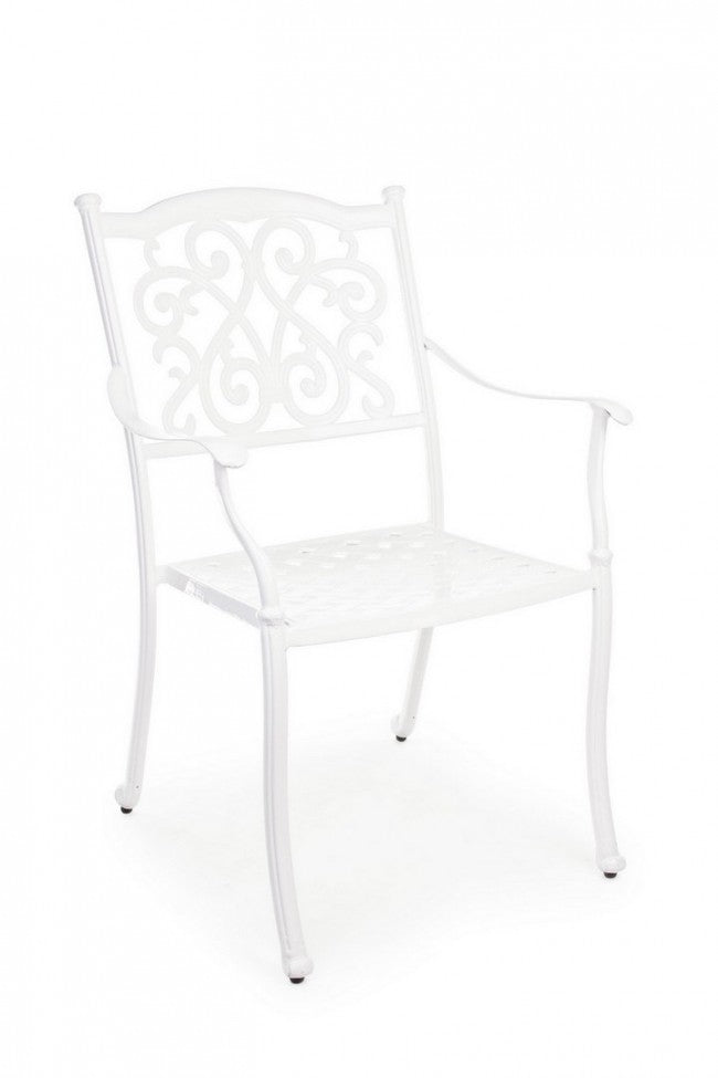 Set 4 Sedie con Braccioli Alluminio Antracite da Esterno - CLASSIC Colore: Bianco