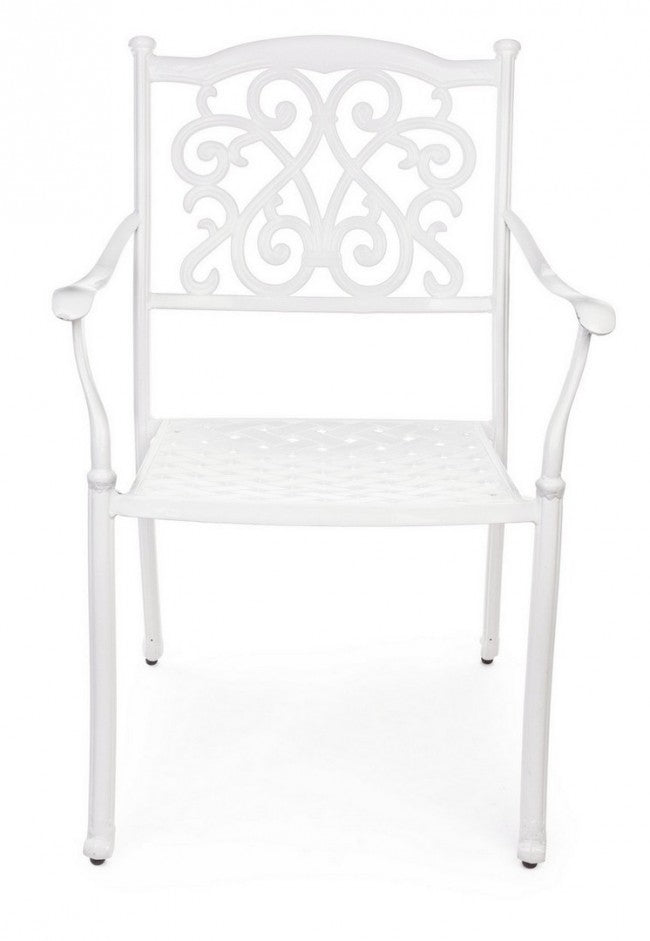 Set 4 Sedie con Braccioli Alluminio Antracite da Esterno - CLASSIC Colore: Bianco