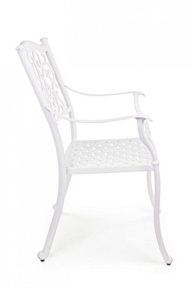 Set 4 Sedie con Braccioli Alluminio Antracite da Esterno - CLASSIC Colore: Bianco