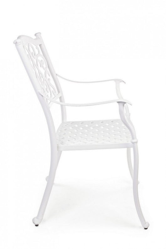 Set 4 Sedie con Braccioli Alluminio Antracite da Esterno - CLASSIC Colore: Bianco