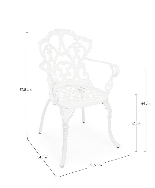 Set 2 Sedie in Alluminio Bianco Stile Classico da Giardino - CLASSIC Colore: Bianco