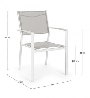Sedia da giardino in alluminio con Braccioli (6 Pezzi) - HILDE Colore: Bianco