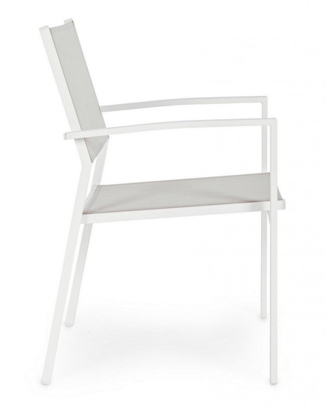 Sedia da giardino in alluminio con Braccioli (6 Pezzi) - HILDE Colore: Bianco