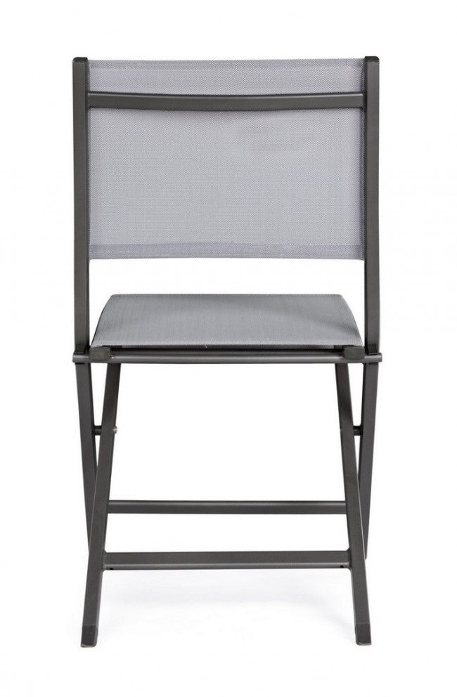 Set 4 Sedie Pieghevoli Alluminio Bianco da Giardino - GENTLENESS Colore: Antracite