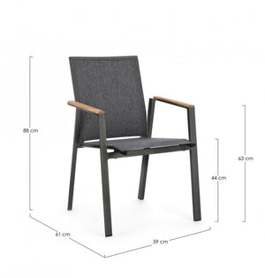 Set 4 Sedie con Braccioli Alluminio Bianco da Esterno - HIGHLANDER Colore: Antracite