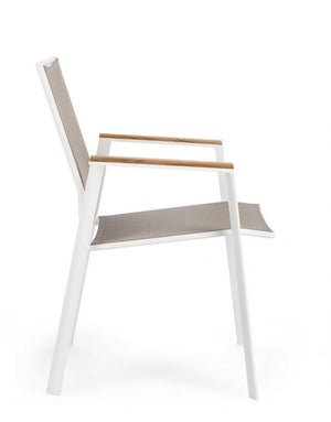 Set 4 Sedie con Braccioli Alluminio Bianco da Esterno - HIGHLANDER Colore: Bianco