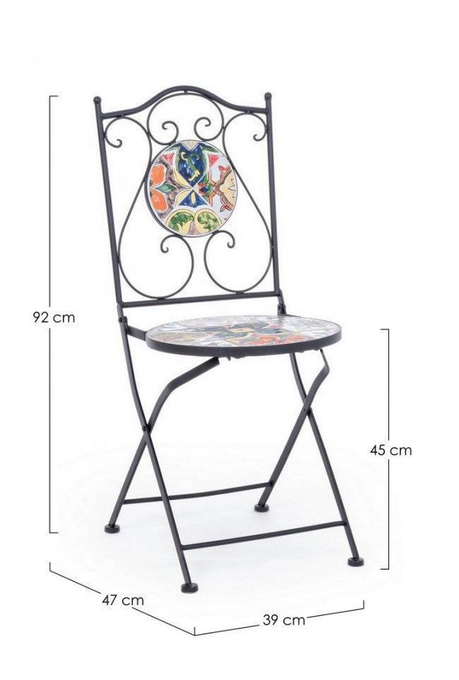 Set 2 Sedie Pieghevoli Acciaio Nero da Giardino - BYZANTINE Colore: Composizione 3