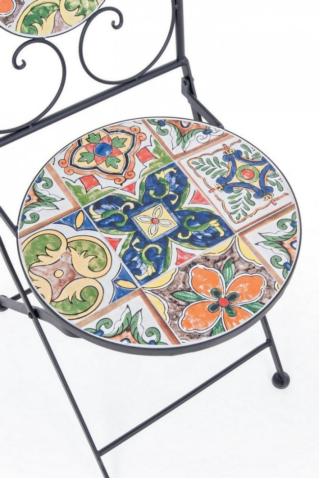 Set 2 Sedie Pieghevoli Acciaio Nero da Giardino - BYZANTINE Colore: Composizione 3