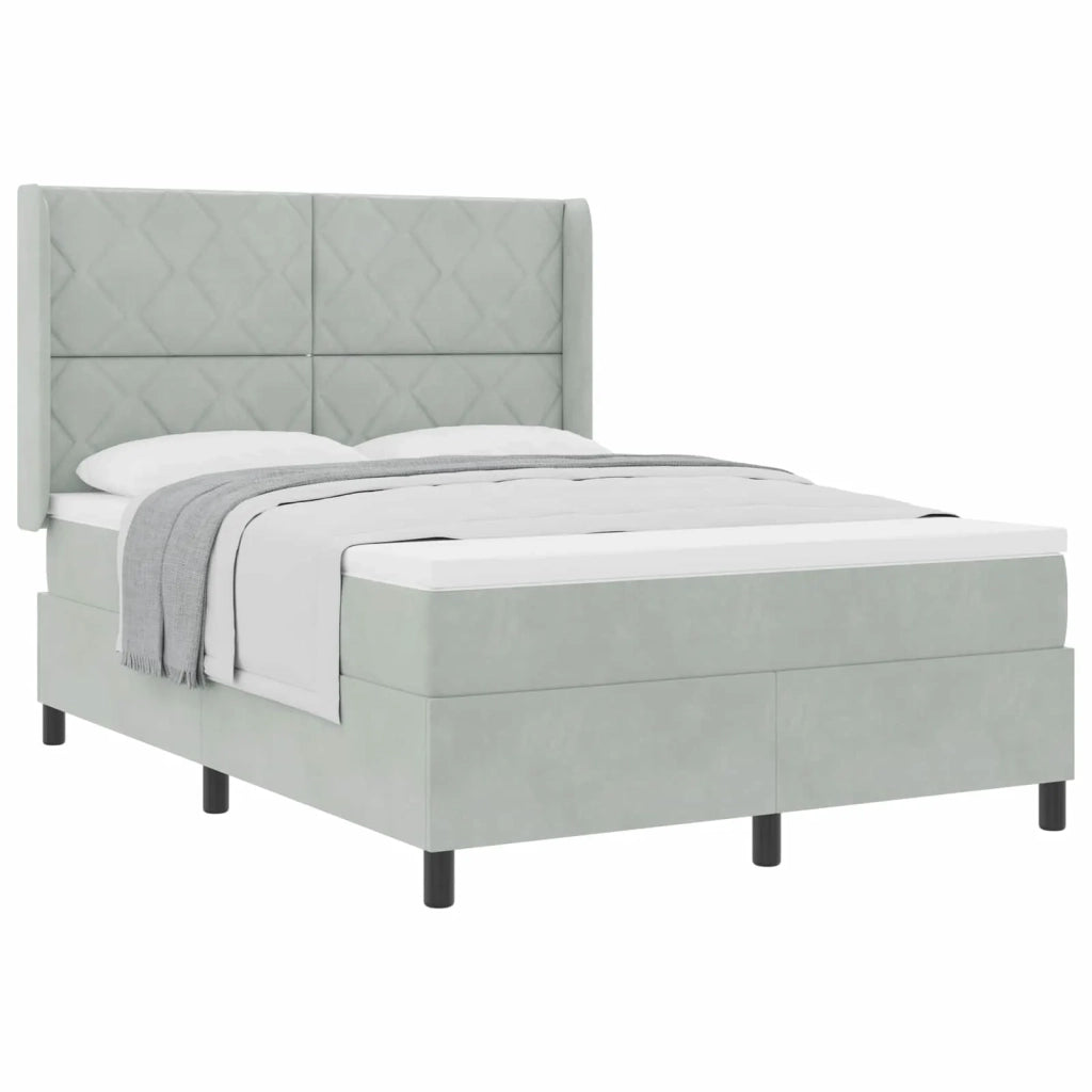 Letto a molle con testiera Grigio chiaro 160 x 200 cm Velluto 3342068