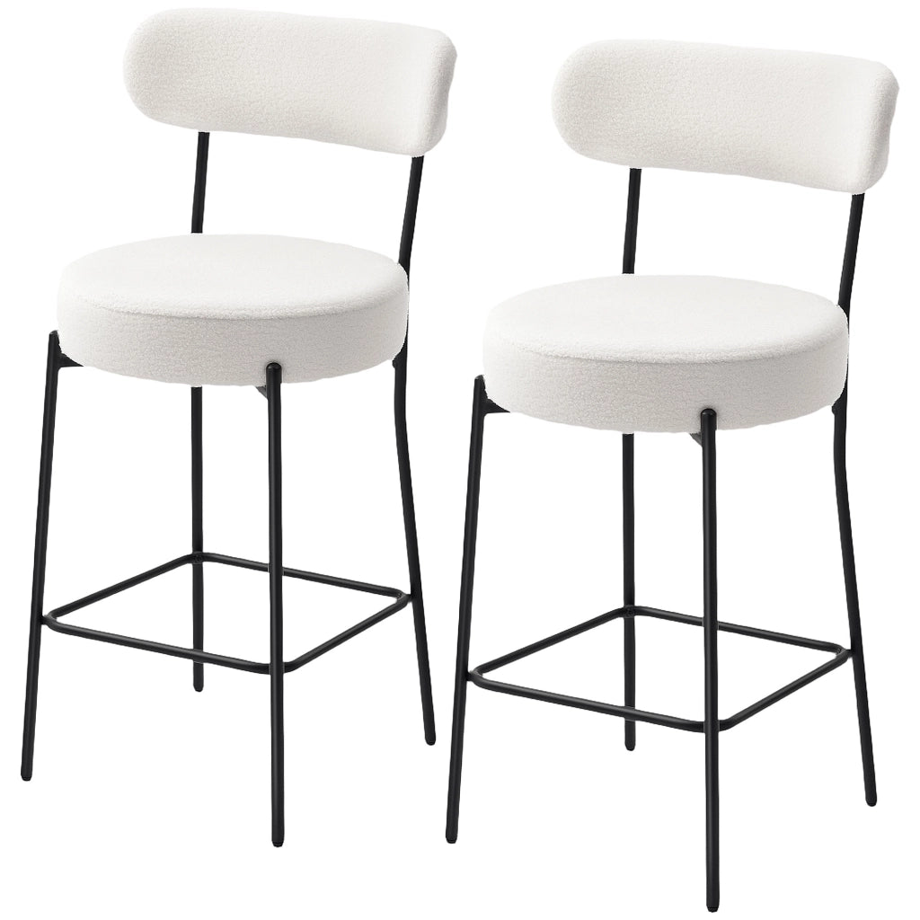 Sgabello da bar con schienale curvo e poggiapiedi ¨C zephmum ¨C 49x52x95 cm crema