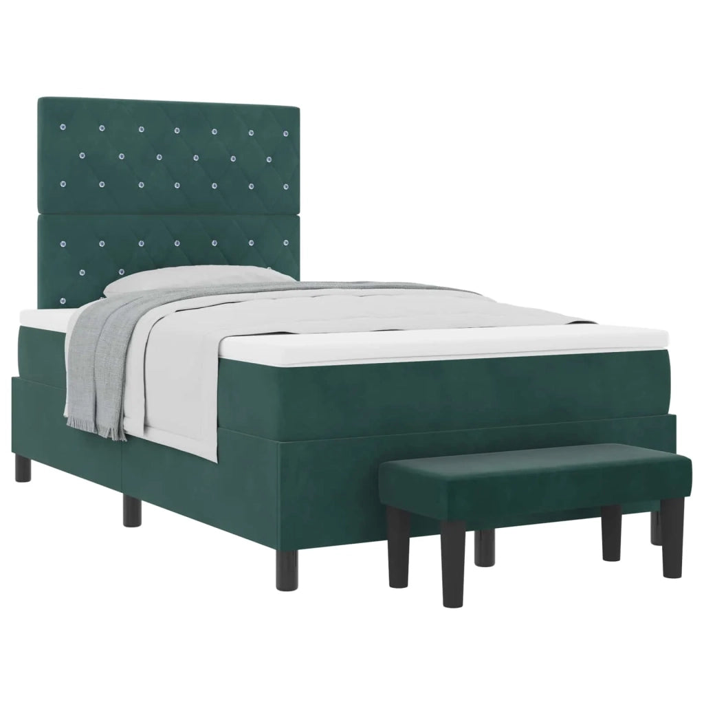 Letto a molle con testiera Verde Scuro 200 x 120 cm Velluto 3344441