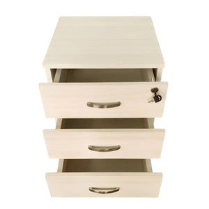 Marvin Cassettiera Ufficio In Legno Chiave Sicurezza Con Ruote Per Scrivania Tavolo 3 Cassetti Ripiani Beige