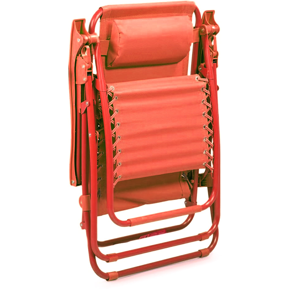 Sedia Sdraio Cordonata Gravità Zero Reclinabile Pieghevole Poggiatesta Arancio