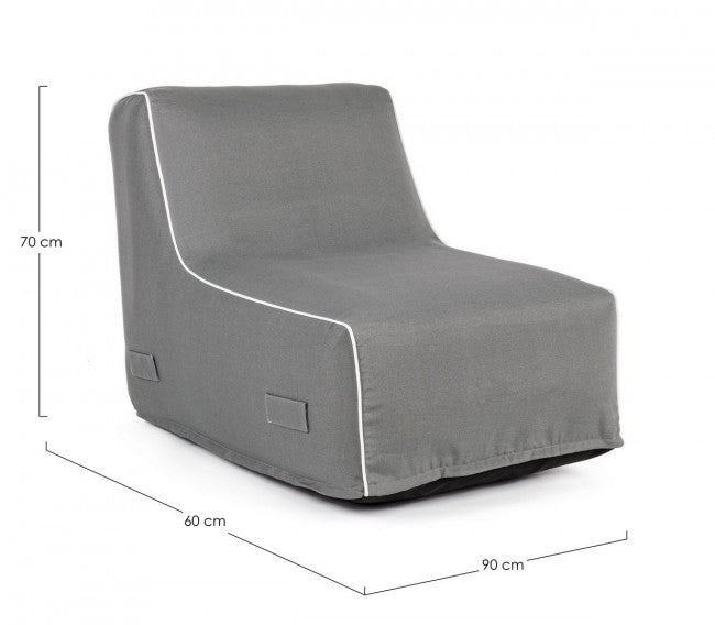 Chaise Longue Gonfiabile Poliestere Grigio Moderna da Interno - DIVA Colore: Grigio