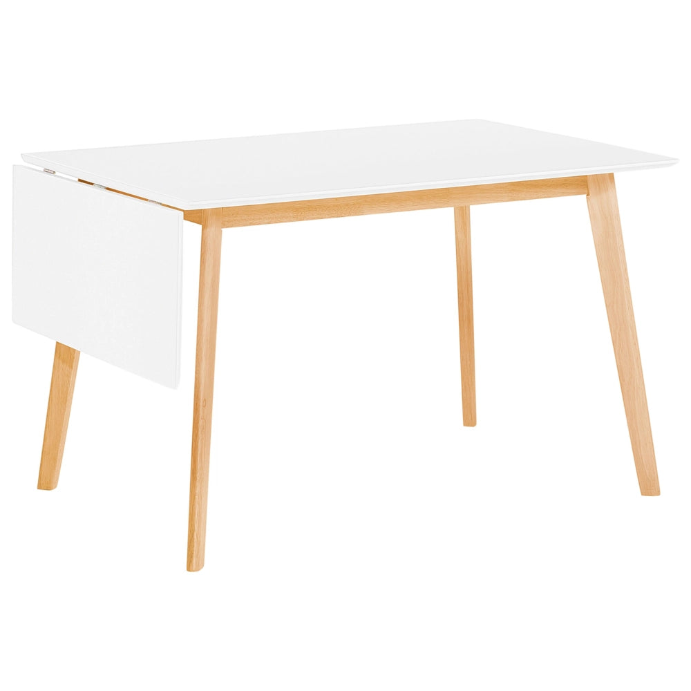 Tavolo da pranzo bianco 120/155 x 80 cm allungabile a goccia gambe in legno scandinavo minimalista
