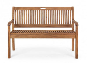 Panca 2 Posti Legno Marrone Rustica da Esterno - SERENITY Colore: Marrone, Dimensione: 120x60 cm