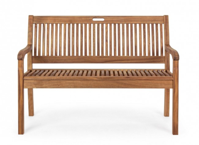 Panca 2 Posti Legno Marrone Rustica da Esterno - SERENITY Colore: Marrone, Dimensione: 120x60 cm