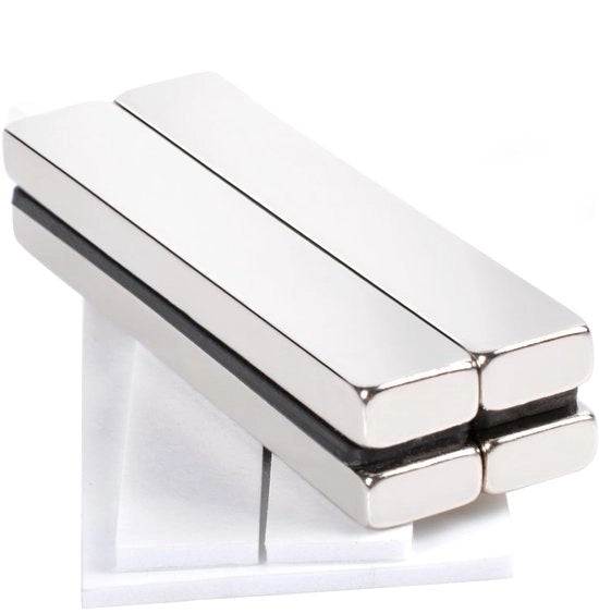 Pacco di 4 magneti forti, grandi, 60 x 10 x 5 mm, magneti neodymium, extra forti, piani, magneti forti per lavagne, armadietti, magneti rettangolari per frigoriferi