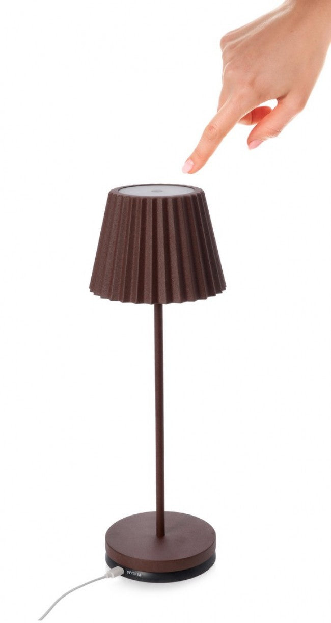 Lampada Tavolo Acciaio Bianco Moderna da Esterno - VULCAN Colore: Marrone