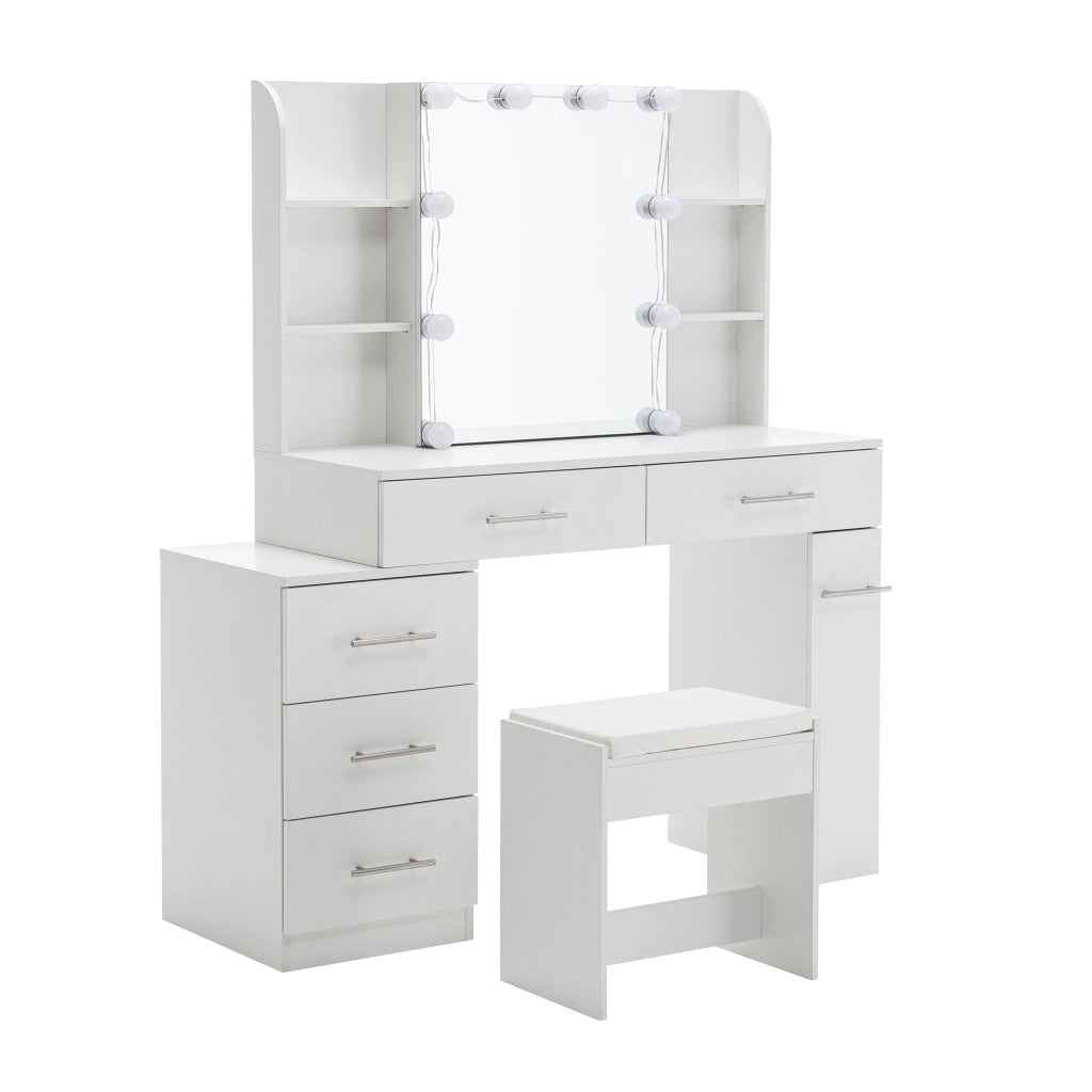 Tavolo Trucco con Specchio e LED ¨C MINIMAL ¨C con Cassetto e Illuminazione