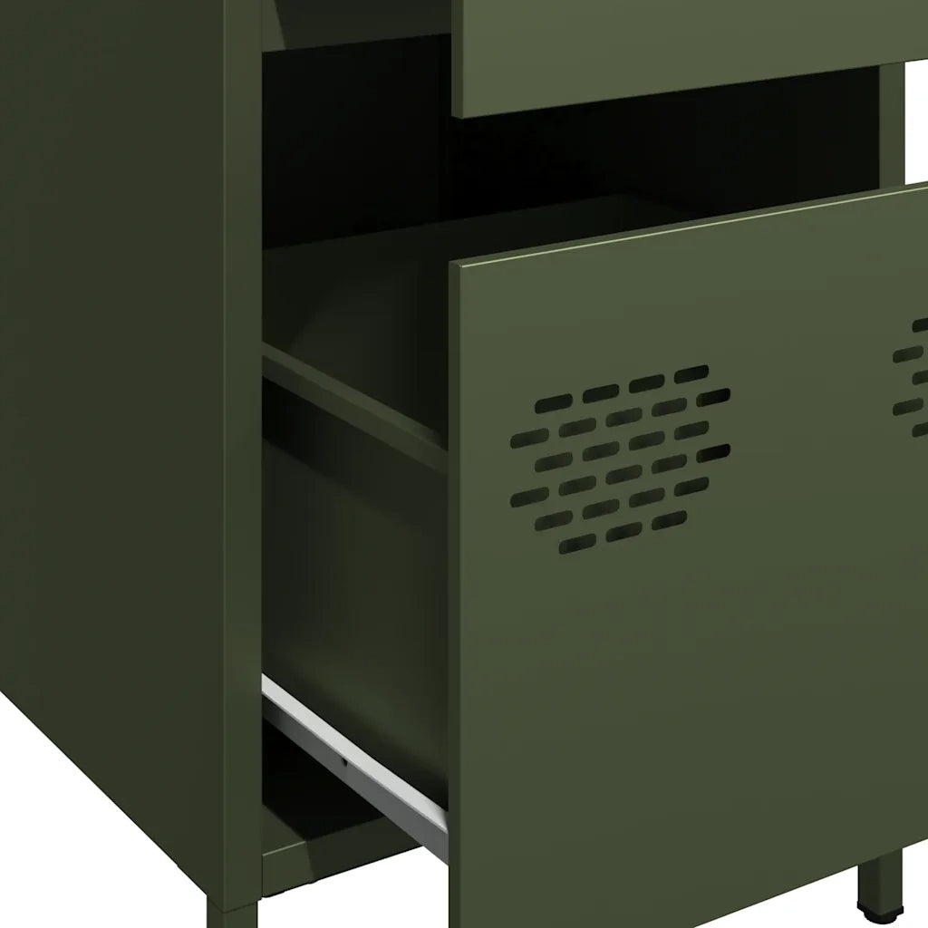 Credenza Verde Oliva 35x39x73,5 cm in Acciaio Laminato a Freddo