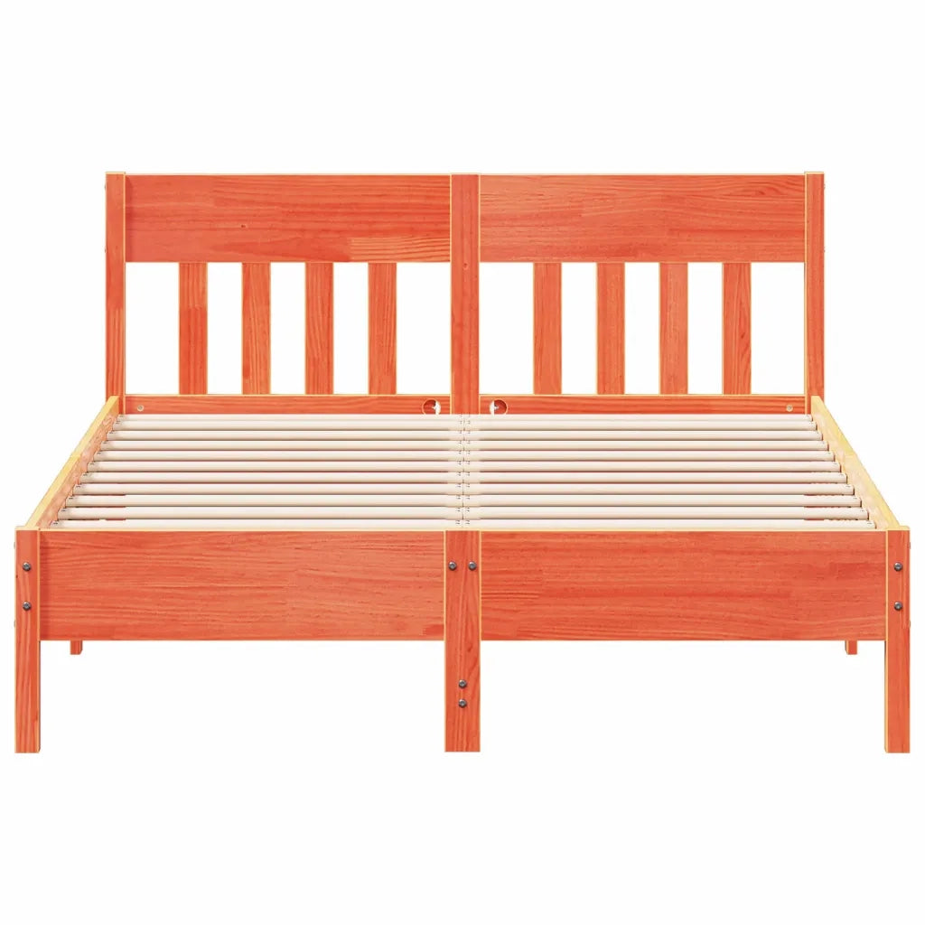 Letto senza Materasso Marrone Cera 135x190 cm in Legno di Pino 842669