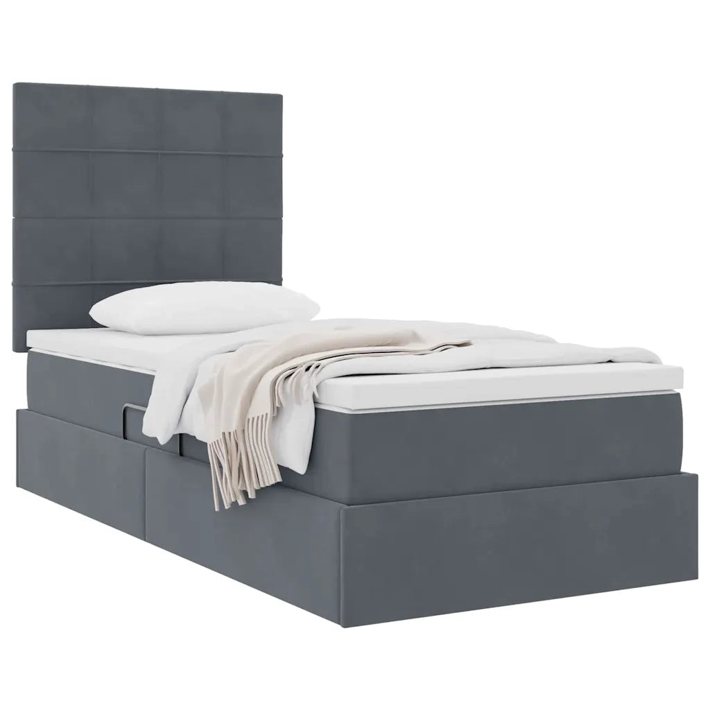 Letto con contenitore e materasso Grigio scuro 90 x 200 cm