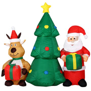 GONFIABILE ALBERO NATALIZIO BABBO NATALE E RENNA LUCI A LED 150CM AUTOGONFIABILE