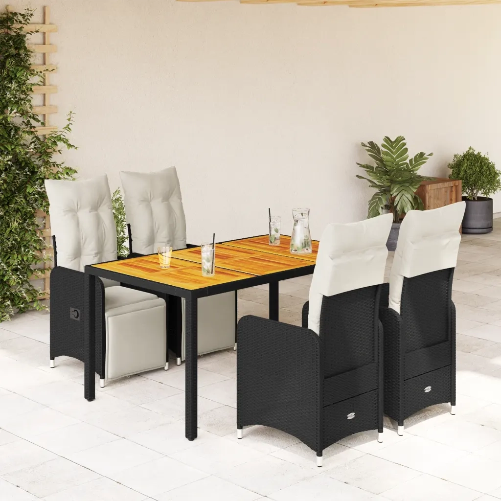 Set Bistrò da Giardino 5 pz con Cuscini in Polyrattan Nero 3277129