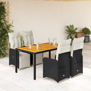 Set Bistrò da Giardino 5 pz con Cuscini in Polyrattan Nero 3277129