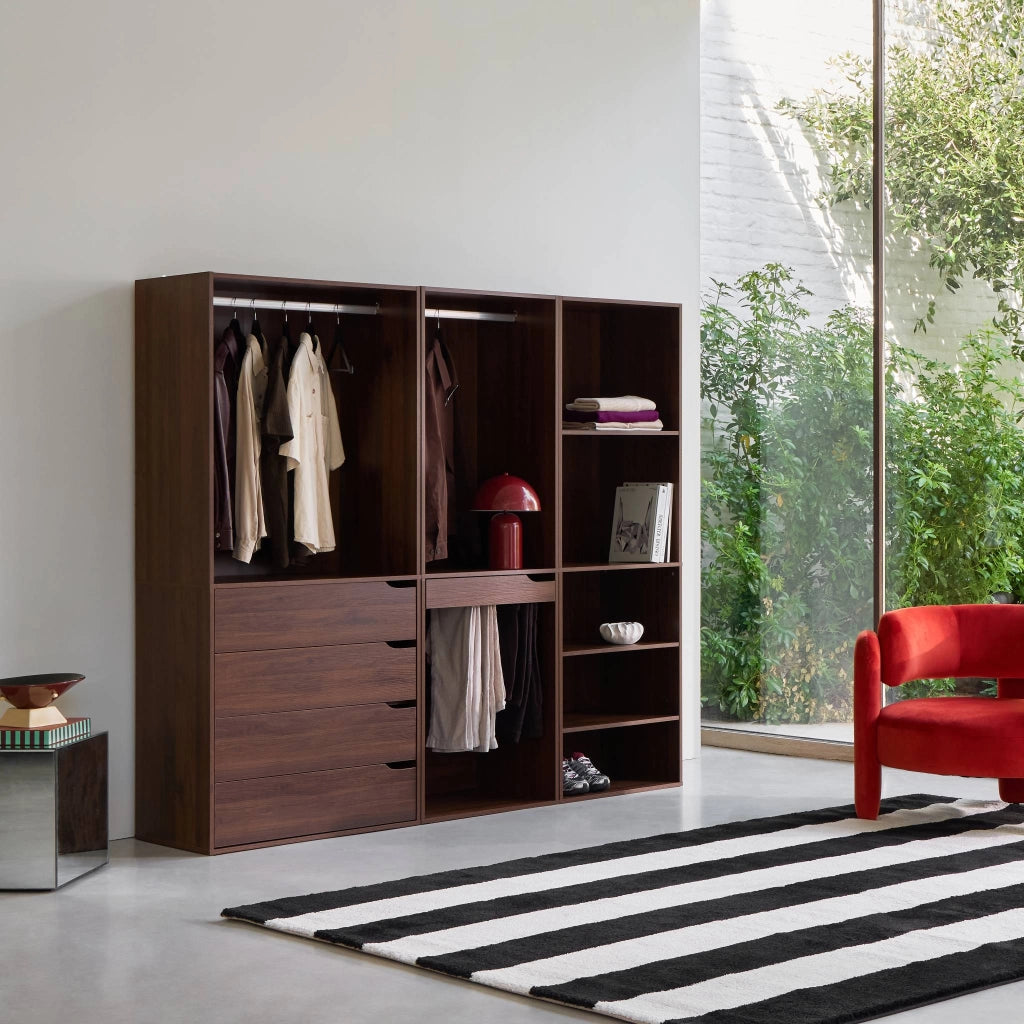 Kit guardaroba modulare decorazione legno 3 elementi, noce
