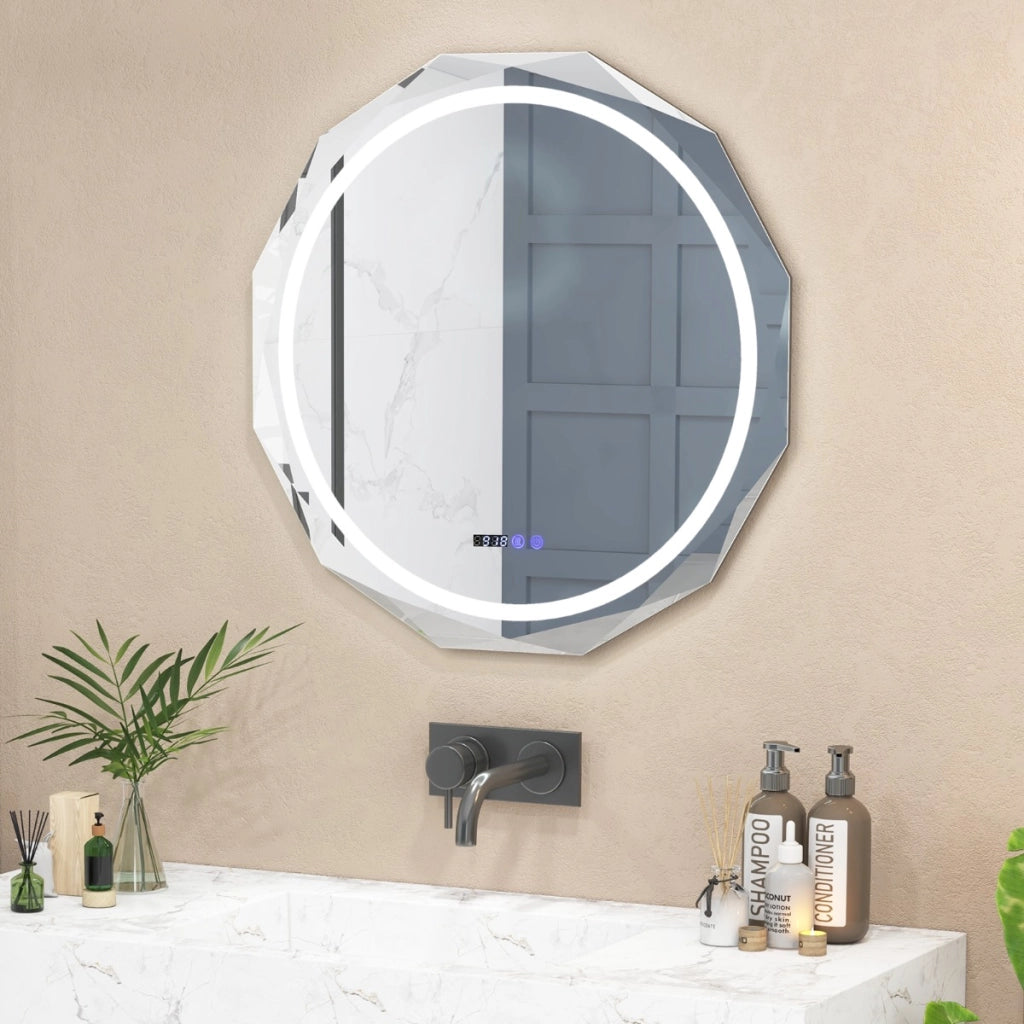 Specchio illuminato con temperatura di 3 colori continuamente regolabili, Specchio da bagno a LED