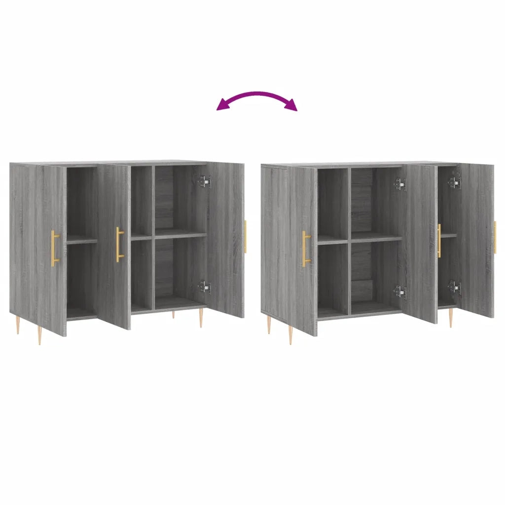 Credenza Grigio Sonoma 90x34x80 cm in Legno Multistrato