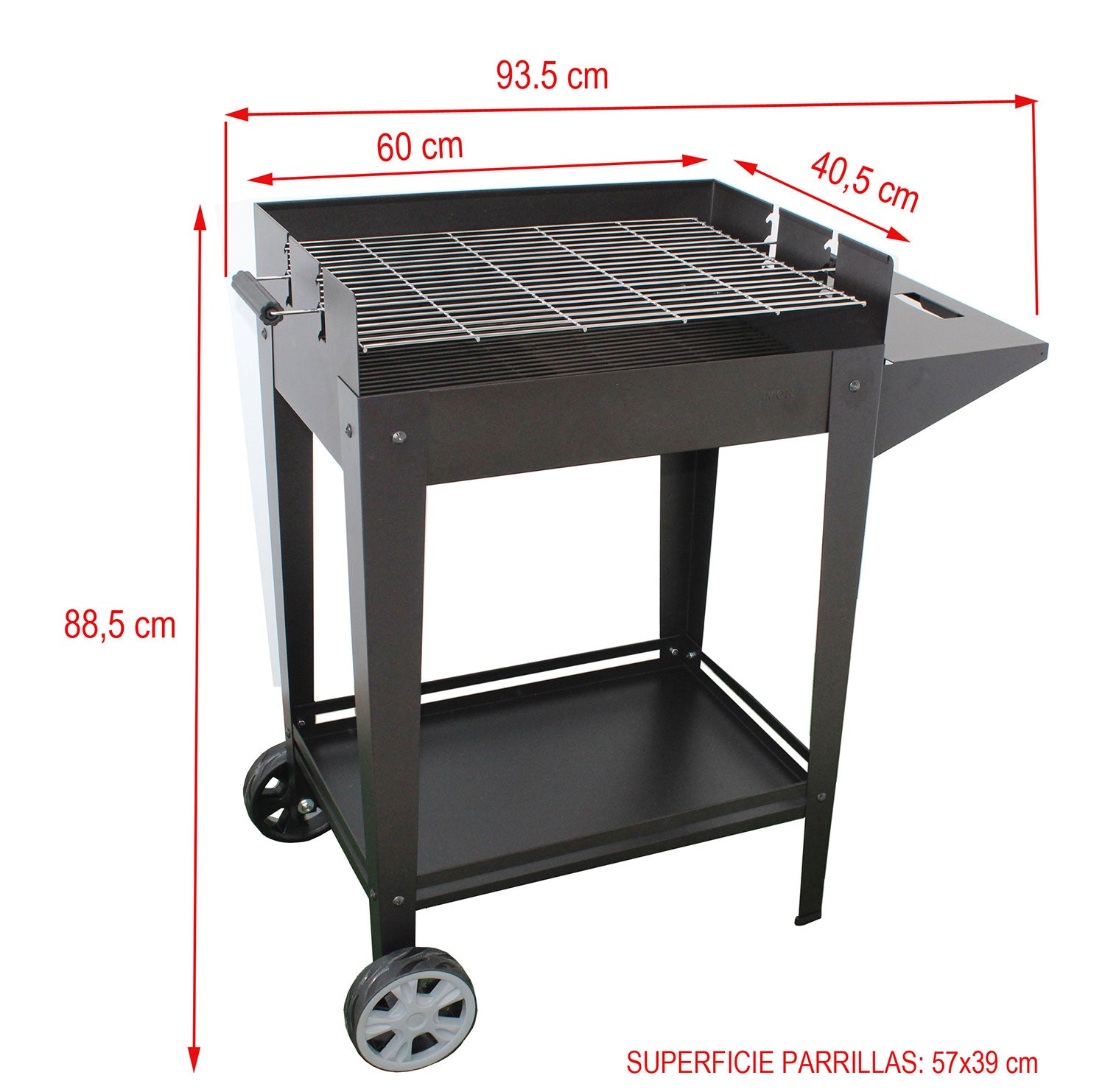 Barbecue a Carbone 93,5x40,5x88,5 cm Griglia Altezza Regolabile in Acciaio Denia Nero