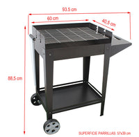 Barbecue a Carbone 93,5x40,5x88,5 cm Griglia Altezza Regolabile in Acciaio Denia Nero