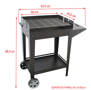 Barbecue a Carbone 93,5x40,5x88,5 cm Griglia Altezza Regolabile in Acciaio Denia Nero