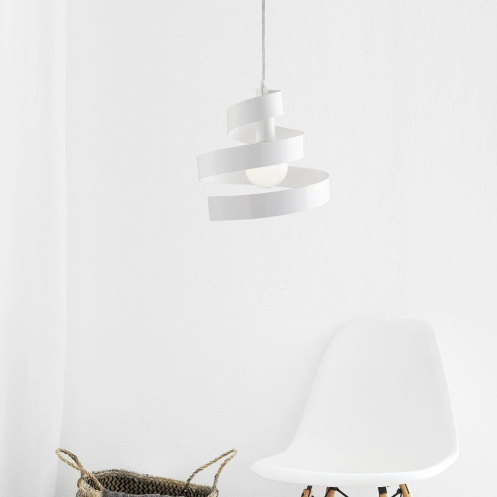 Sospensione Moderna Helix 1 Luce In Ferro Laccato Bianco