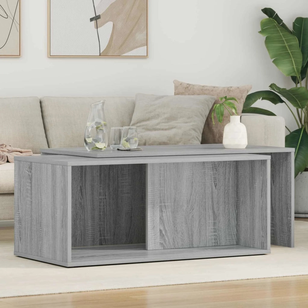 Set di 2 pz Tavolini da salotto | Tavolino da caff¨¨ | Tavolino da Soggiorno Grigio Sonoma Legno multistrato
