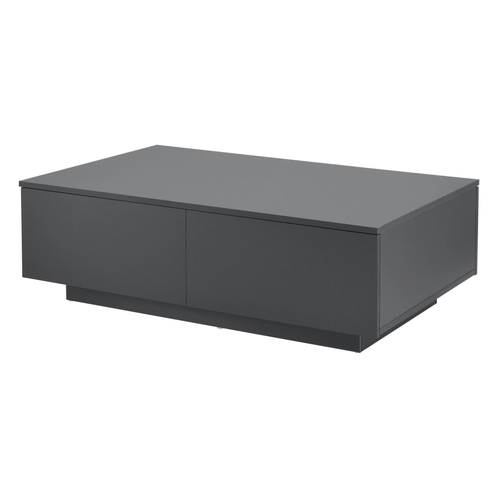 Tavolino da caffè a 4 Cassetti 95 x 60 x 31 cm Tavolino Basso da Divano/Salotto/Soggiorno - Grigio Scuro Opaco