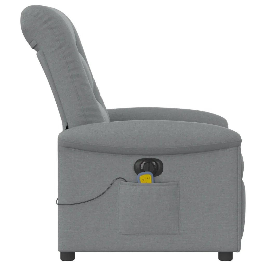 Divano Sedia-Poltrona Reclinabile Massaggio Elettrica Grigio Chiaro Tessuto 507451