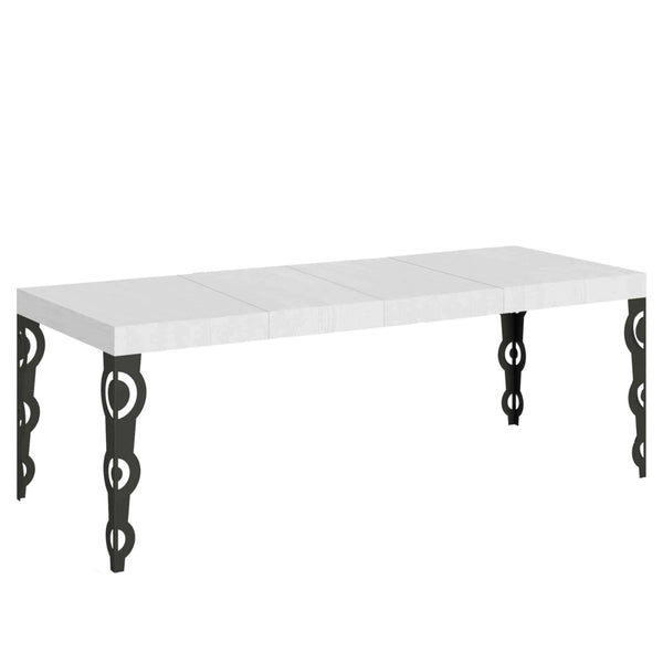 Tavolo allungabile 90x180/440 cm Karayan Premium bianco frassino telaio Antracite