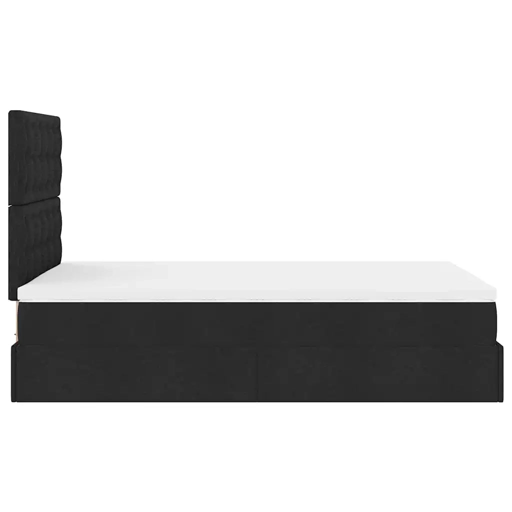 vidaXL Struttura Letto Pouf con Materasso Nero 120x200 cm in Tessuto