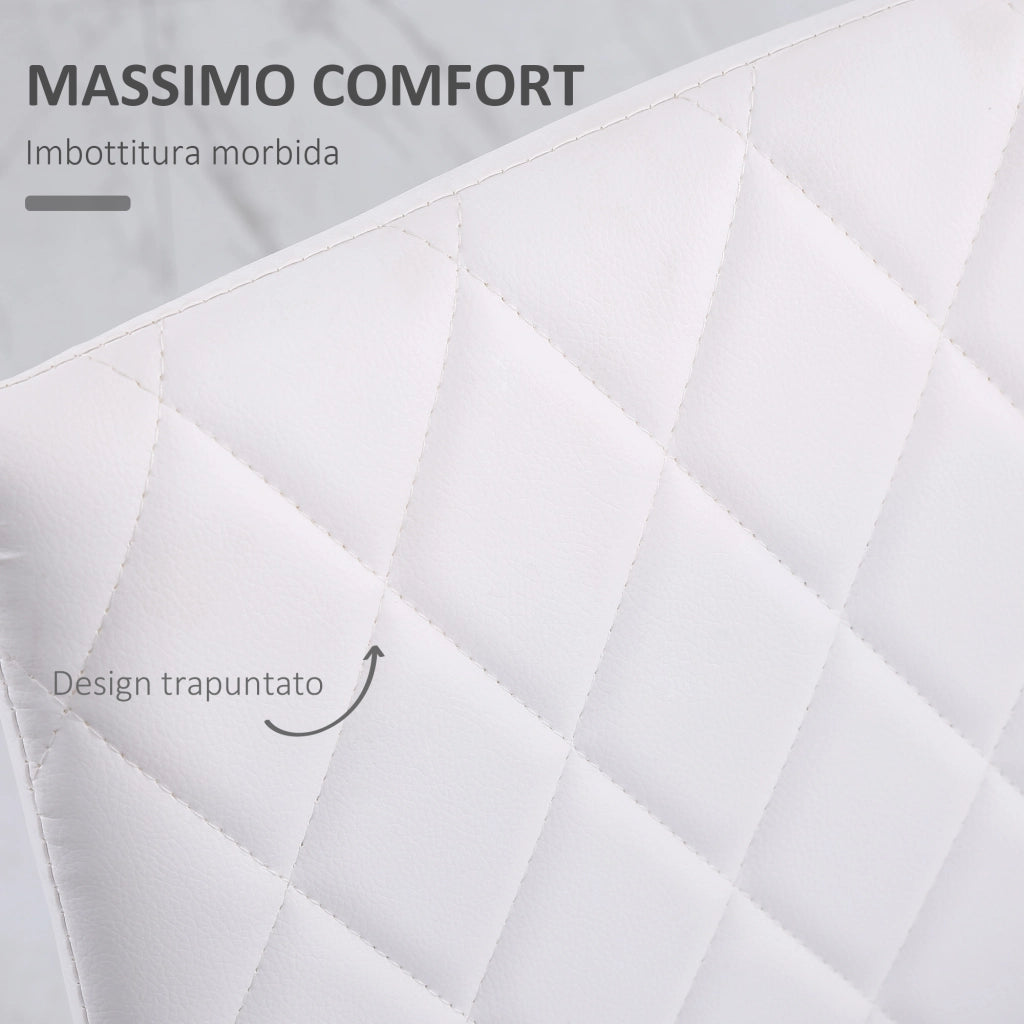 Set 4 Sedie Imbottite per Sala da Pranzo con Rivestimento in Similpelle, 41x50x91cm - Bianco