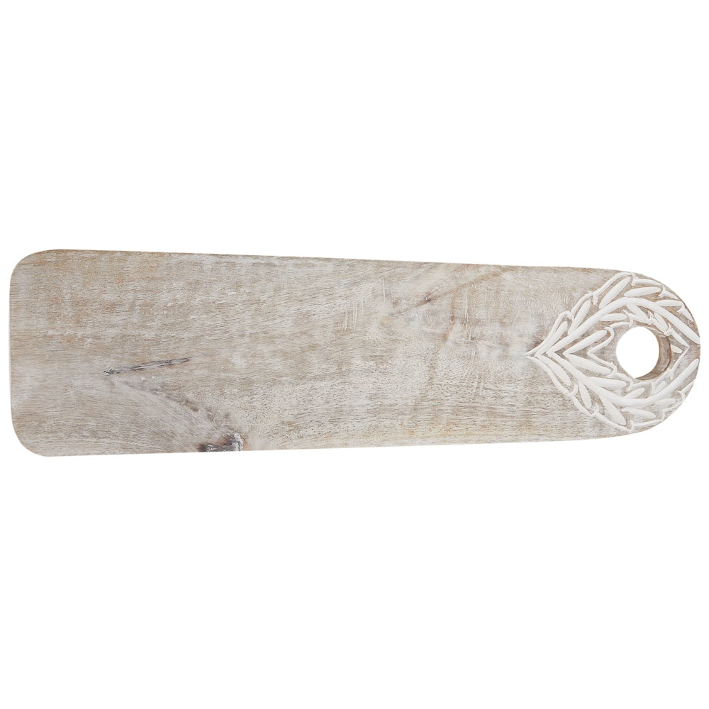 Alzata per torte in legno di mango chiaro 41 x 12 x 2 cm Vassoio decorativo intagliato alla moda Portapasticceria