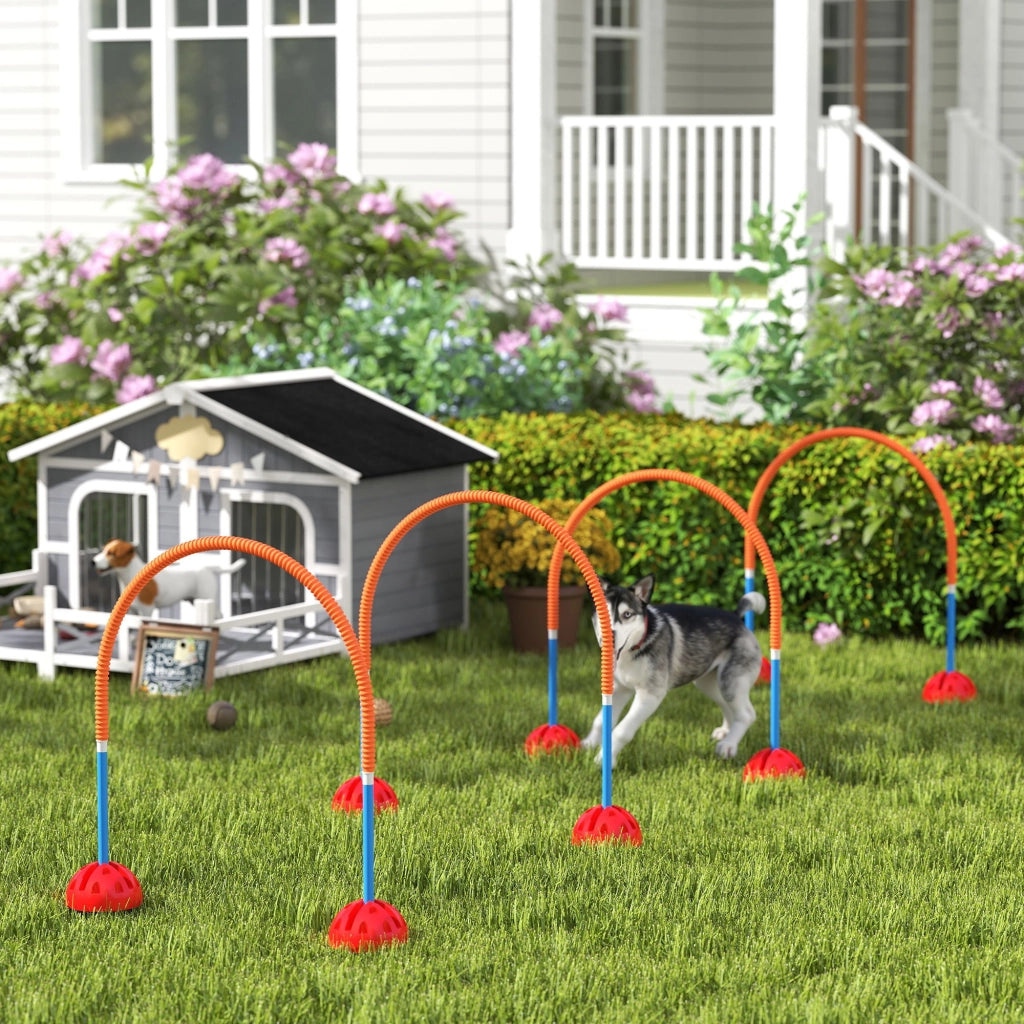 Attrezzo Agility per Cani 4 Porte ¨C Xylo ¨C Larghezza Regolabile con Borsa Trasporto Blu